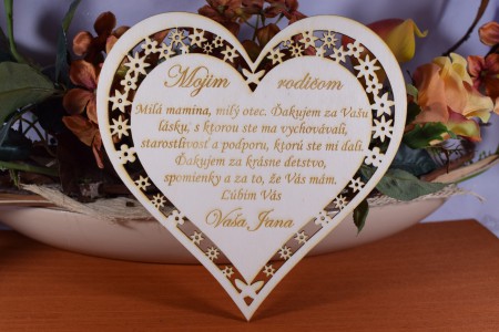 Poďakovanie Rodičom srdce vyrezavané 20x20cm 3mm  11,5€